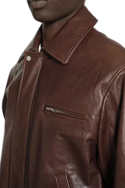 Ssstein Leather Vintage Zip Jacket In Multi