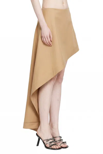 Loewe Womens Beige Draped-side Asymmetric-hem Cotton-blend Mini Skirt In Multi