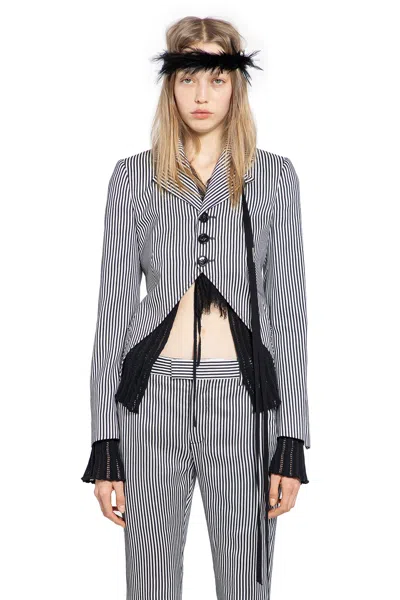 Ann Demeulemeester Lune Open Front Fitted Jacket In Black