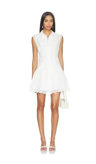 Frame The Embroidered Ramie Button-up Dress In White