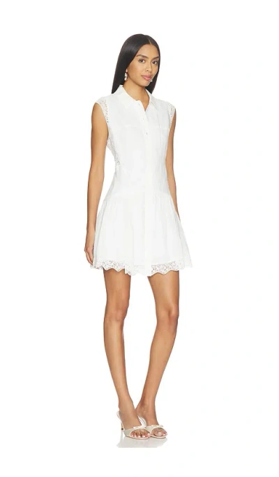 Frame The Embroidered Ramie Button-up Dress In White