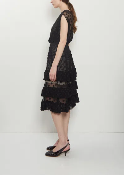Dries Van Noten Ruffled Polka-dot Cotton-blend Mesh Midi Dress In Black