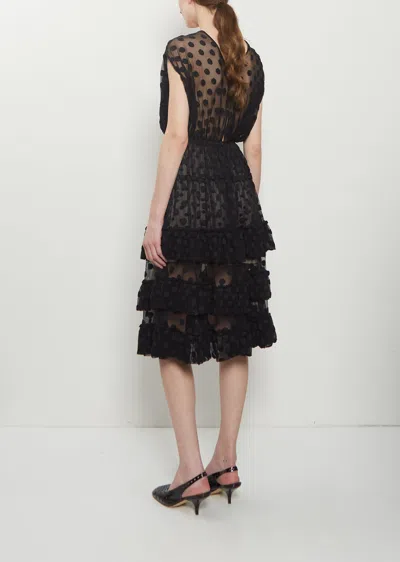 Dries Van Noten Ruffled Polka-dot Cotton-blend Mesh Midi Dress In Black