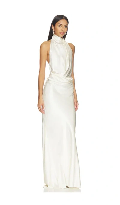 The Sei Halter Drape Gown In White