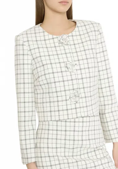 Milly Mika Plaid Crop Jacket In White