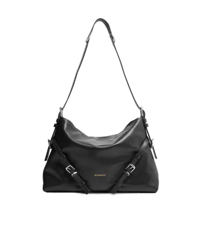 Givenchy Voyou Medium Leather Shoulder Bag In Black