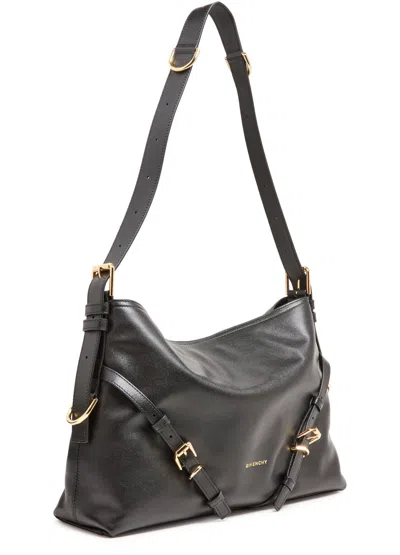 Givenchy Voyou Medium Leather Shoulder Bag In Black