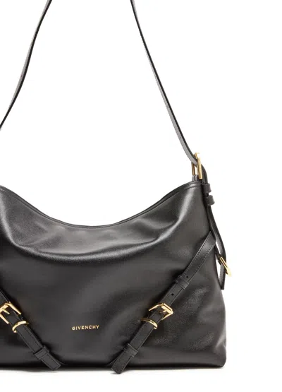 Givenchy Voyou Medium Leather Shoulder Bag In Black