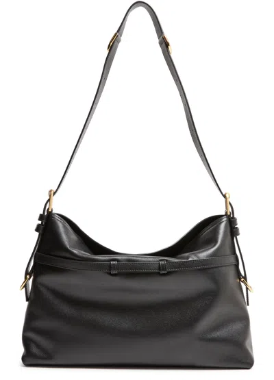 Givenchy Voyou Medium Leather Shoulder Bag In Black