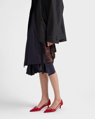 Prada Open-side Leather Pumps With Bow Detail And 4.5cm Heel In Red