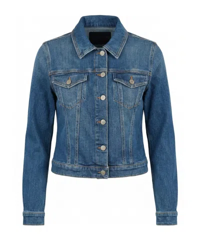 Dondup Fitted Medium Blue Denim Jacket With Button-down Front In Blue