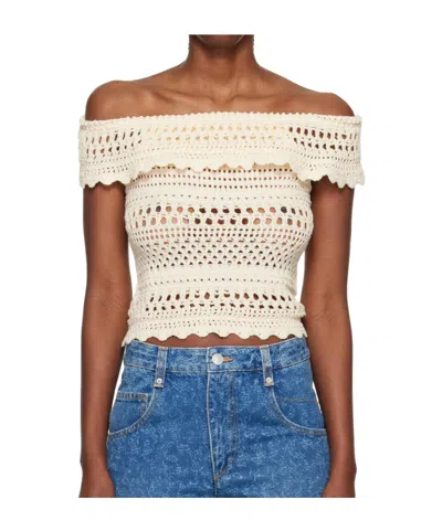 Isabel Marant Étoile Zaelle Off The Shoulder Crochet Top In Neutral