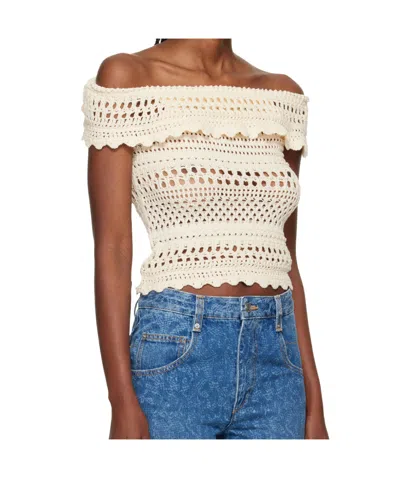 Isabel Marant Étoile Zaelle Off The Shoulder Crochet Top In Neutral