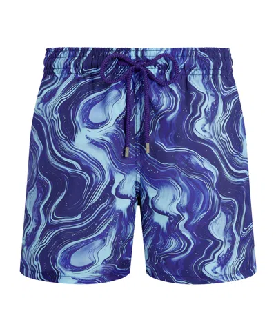 Vilebrequin Drawstring Patterned Swim Shorts In Blue