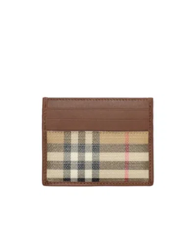 Burberry Check Card Case In Orange