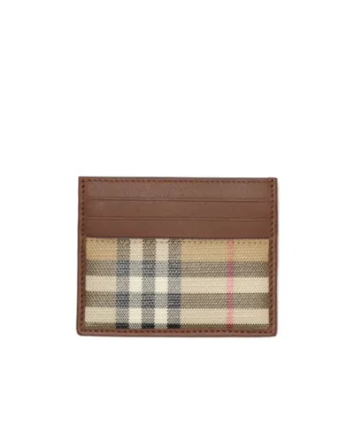Burberry Check Card Case In Orange