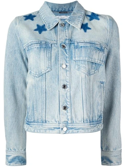 Shop Givenchy Star Print Bleached Jacket - Blue