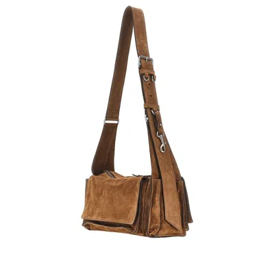 Miu Miu Suede Utilitaire Crossbody Bag Adjustable Strap In Brown