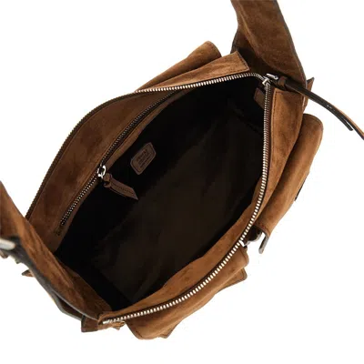 Miu Miu Suede Utilitaire Crossbody Bag Adjustable Strap In Brown