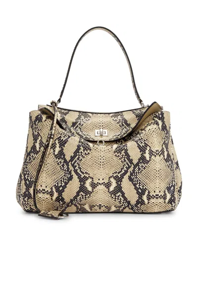 Balenciaga Medium Rodeo Python Print Leather Top Handle Bag In Brown