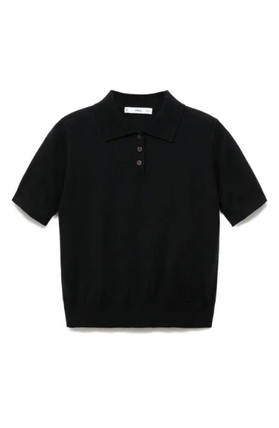 Mango Selection Wool Sweater Polo In Black