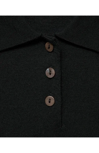 Mango Selection Wool Sweater Polo In Black