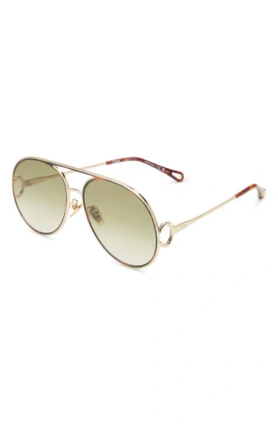 Chloé 61mm Polarized Gradient Aviator Sunglasses In Red