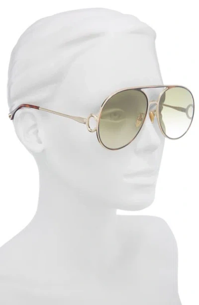 Chloé 61mm Polarized Gradient Aviator Sunglasses In Red