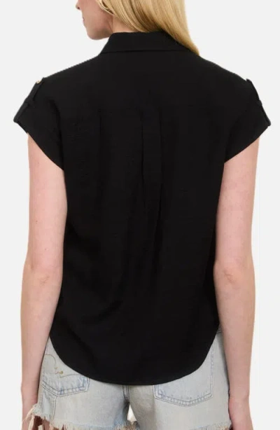 Blu Pepper Button Front Shirt In Black