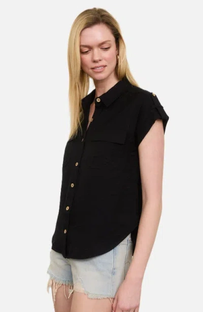Blu Pepper Button Front Shirt In Black
