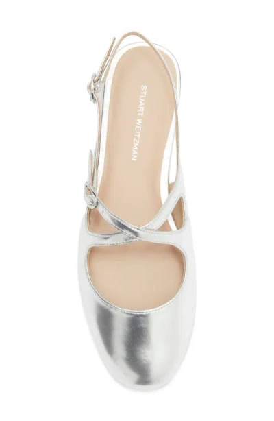 Stuart Weitzman Clover Slingback Mule In Silver