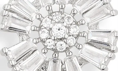 Cara Crystal Floral Button Stud Earrings In Silver