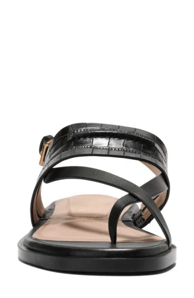Cole Haan Go-to Estella Flat Leather Thong Sandal In Black