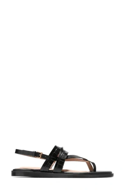 Cole Haan Go-to Estella Flat Leather Thong Sandal In Black
