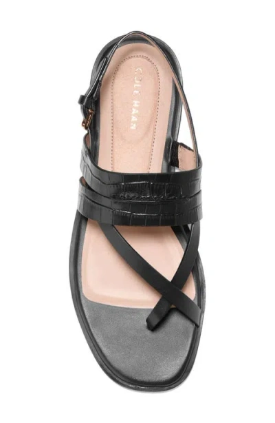 Cole Haan Go-to Estella Flat Leather Thong Sandal In Black