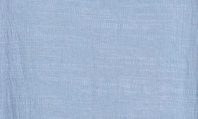 Max Studio Ruched Shoulder Crinkle Knit Top In Blue