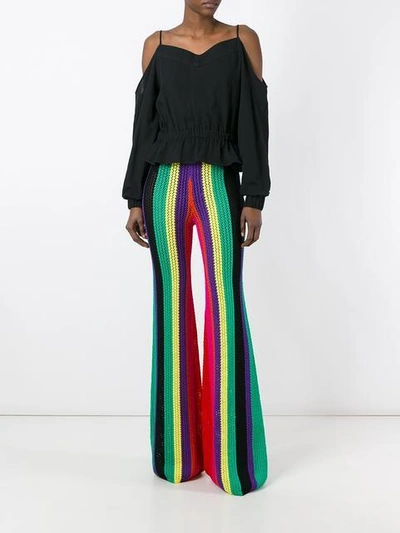 Shop Balmain Crochet High-rise Trousers - Multicolour