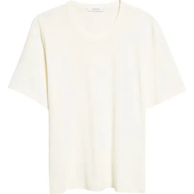 Lemaire Rib Minimalist Classic Crew Neck Cotton T-shirt In White