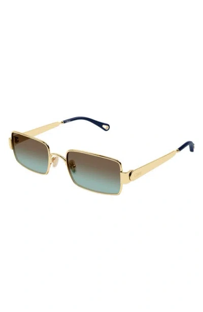 Chloé 53mm Gradient Rectangular Sunglasses In Gold