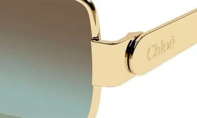 Chloé 53mm Gradient Rectangular Sunglasses In Gold
