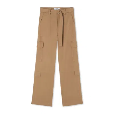 Msgm Beige Viscose Cargo Pants In Multi