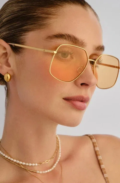 Aire Altair Angular 70s Aviator Sunglasses In Gold