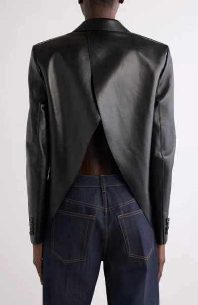 Givenchy Slashed Double Breasted Leather Jacket In Black
