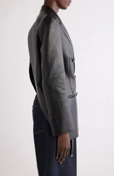 Givenchy Slashed Double Breasted Leather Jacket In Black