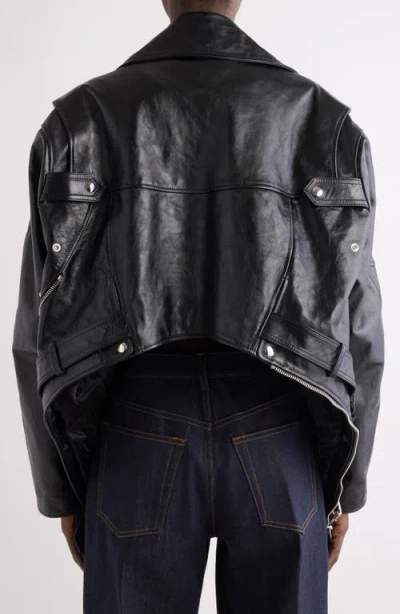 Givenchy Trapeze Leather Biker Jacket In Black