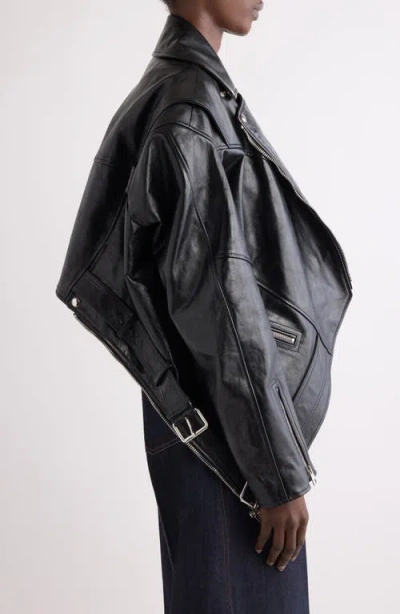 Givenchy Trapeze Leather Biker Jacket In Black