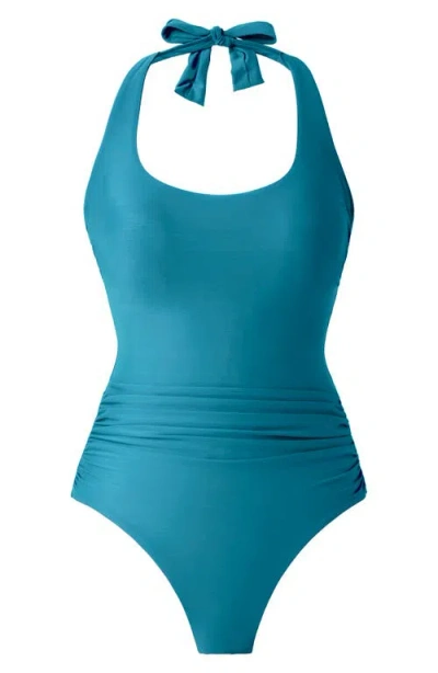 Miraclesuit ® Rock Solid Utopia One-piece Halter Swimsuit In Blue