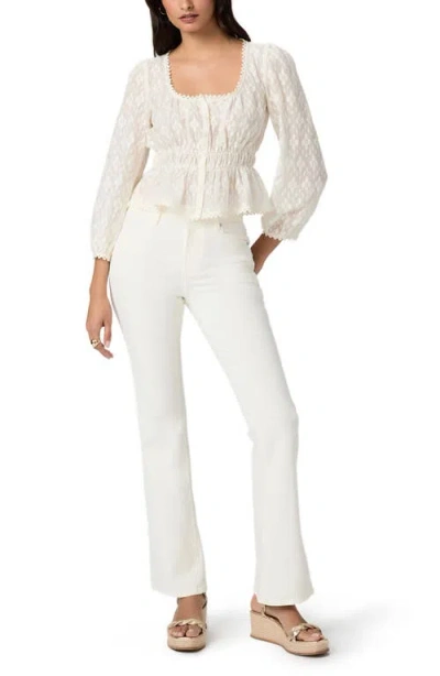 Paige Jay Embroidered Cotton And Silk-blend Blouse In White