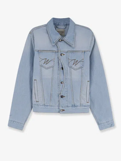 Walk In Paris Postman Blue Denim Jacket In Multi