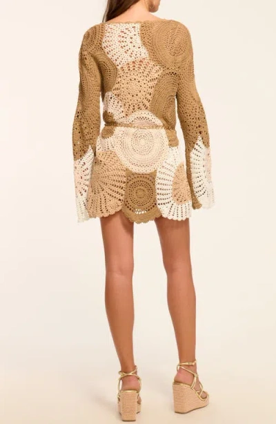 Ramy Brook Carina Crochet Colorblock Minidress In Ssmcb In Brown
